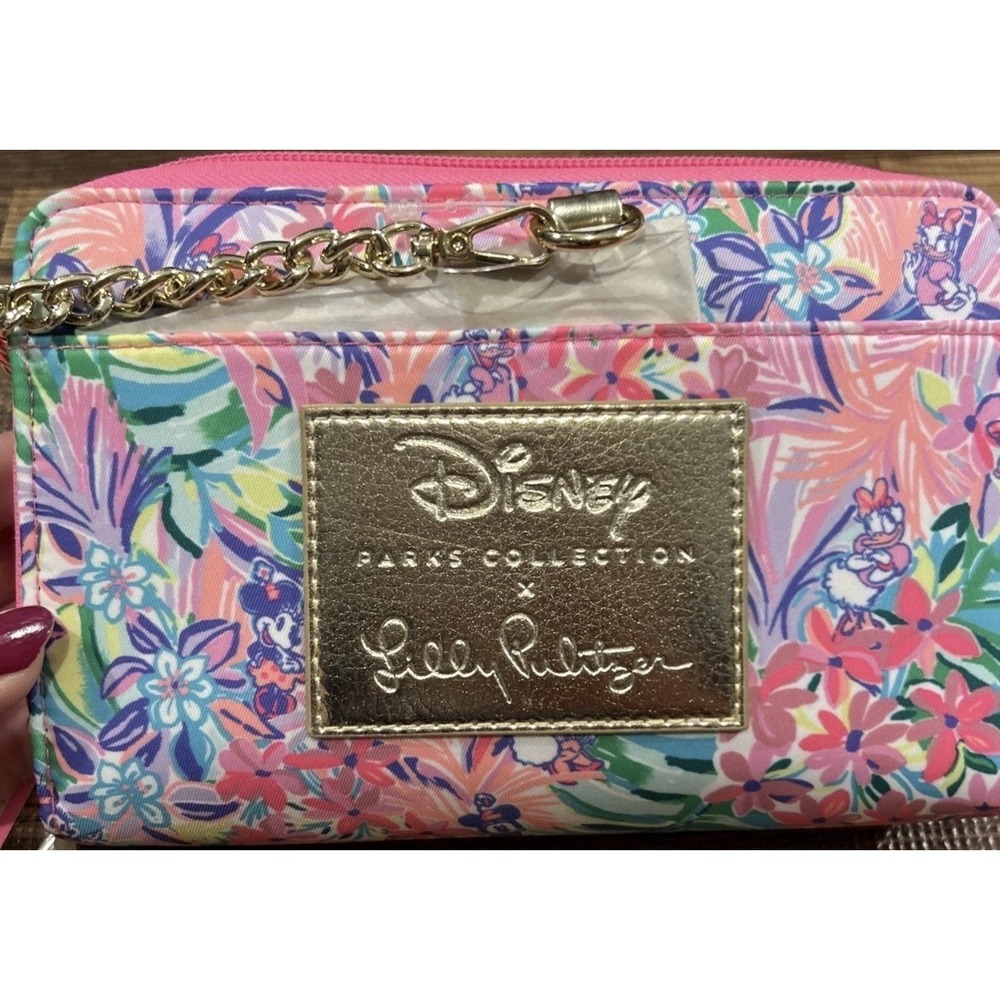 Disney Parks Lilly Pulitzer Crossbody Purse Pink Minnie Mouse Daisy Chain Strap